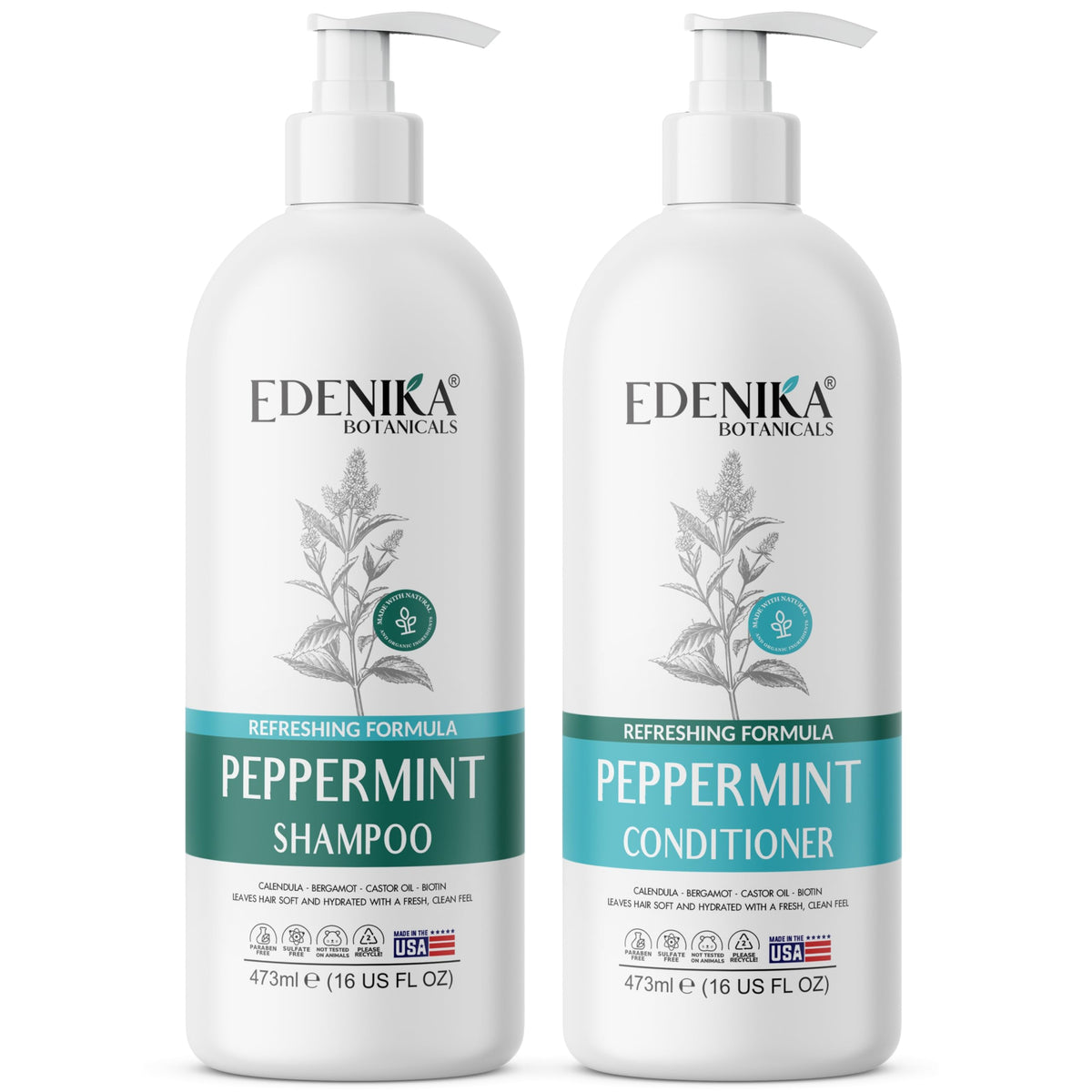 EDENIKA BOTANICALS fresh peppermint sprigs ingredient shot implying cooling
