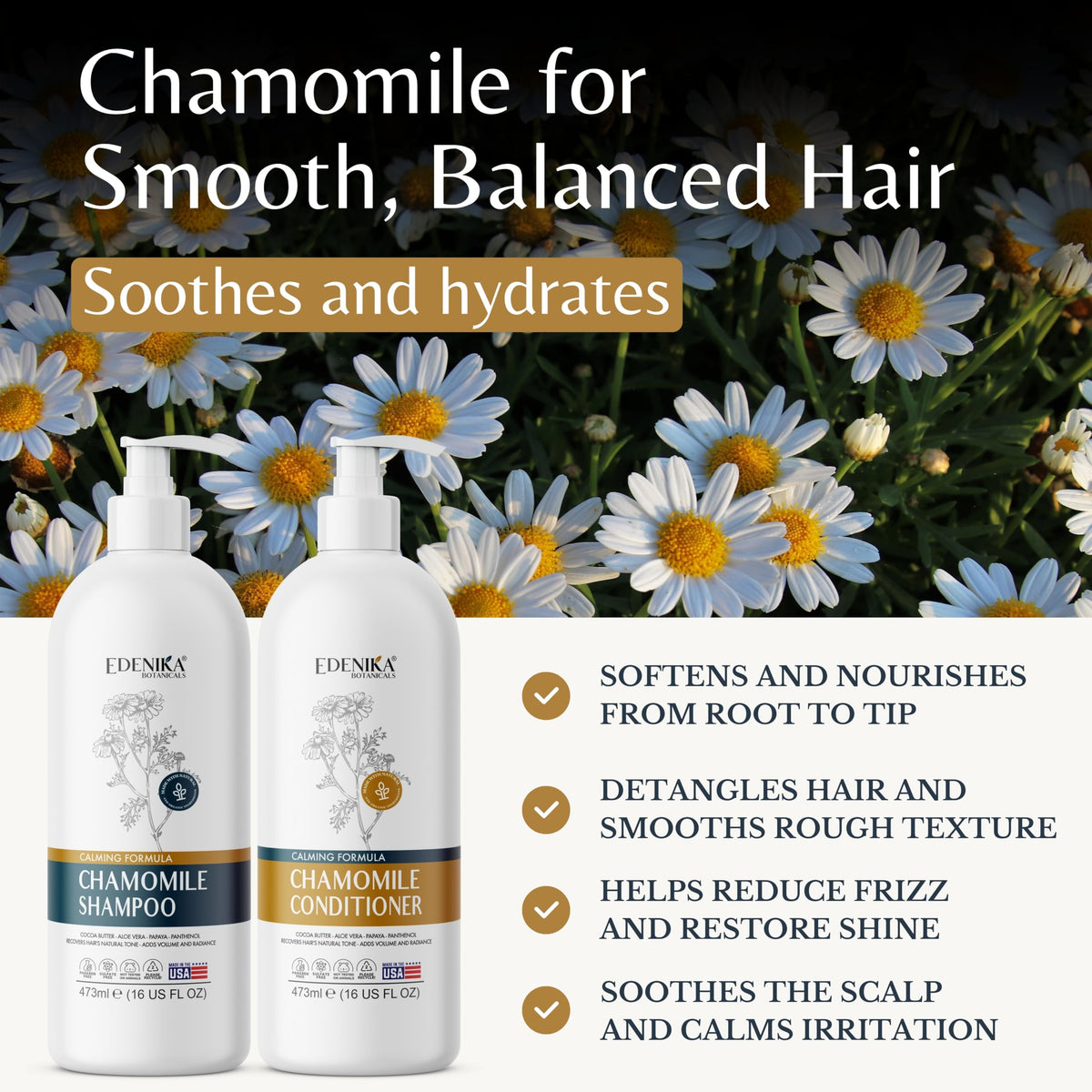 Edenika Botanicals shampoo bottle texture close-up for gentle cleansing