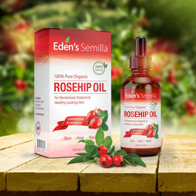 Eden's Semilla bottle on bathroom vanity showing daily skincare integration