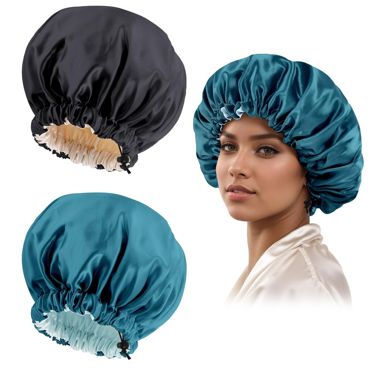 Edoneery bonnet front view showing roomy fit and silky finish for comfortable protection