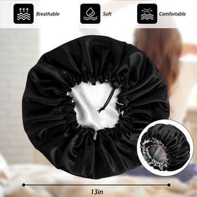 Edoneery size scale comparison showing bonnet accommodating braids and long hair