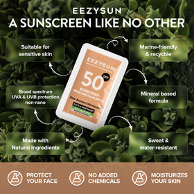 EEZYSUN cream close-up highlighting zinc-based mineral texture and coverage
