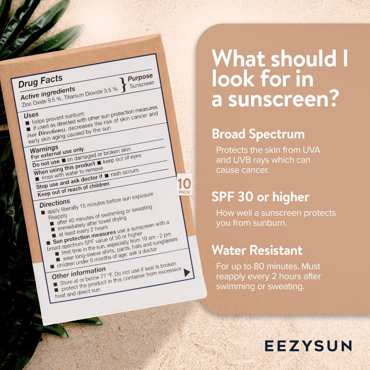 EEZYSUN open packet dispensing texture for easy single-use application