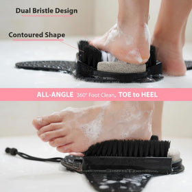 Efforest detail of silicone bristles cleaning between toes for deep cleansing