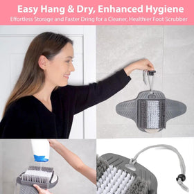 Efforest in shower with foot using mat for hands free cleaning
