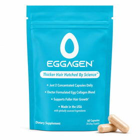 Eggagen front packaging showing product and benefits for fuller hair