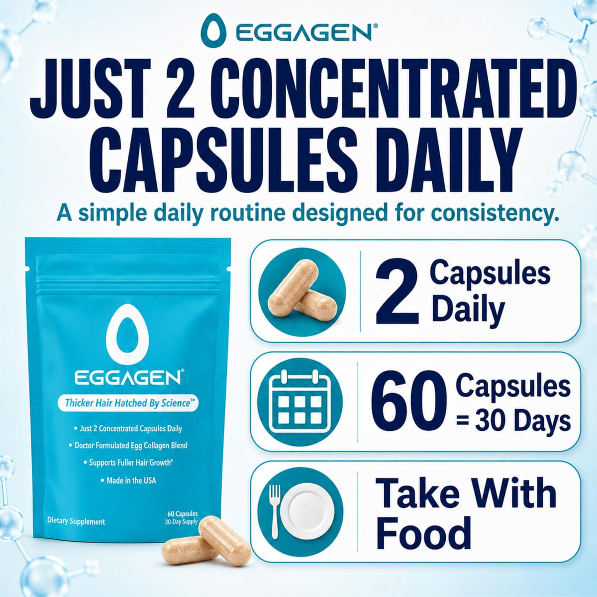 Eggagen supplement label details listing AnaGain and capsule directions