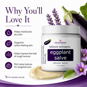 Generic Eggplant Salve applied to elbow highlighting quick smoothing benefit