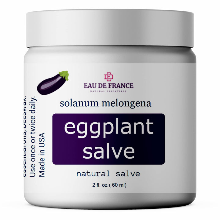 Generic Eggplant Salve front packaging showing jar and branding for moisturized skin