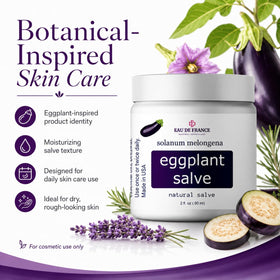 Generic Eggplant Salve used on hands in lifestyle scene showcasing conditioned skin