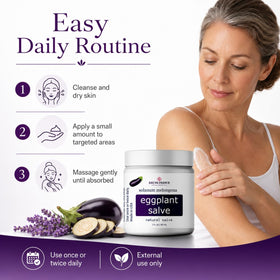 Generic Eggplant Salve label detail with ingredient list for informed shoppers
