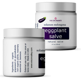 Generic Eggplant Salve on bathroom counter in night routine conveying overnight care