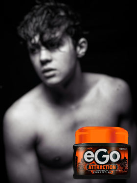 Generic Ego Attraction next to a 16.9 fl oz scale showing the 500 ml size benefit
