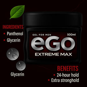 eGo extreme max texture close-up of transparent gel, demonstrates strong hold and clarity