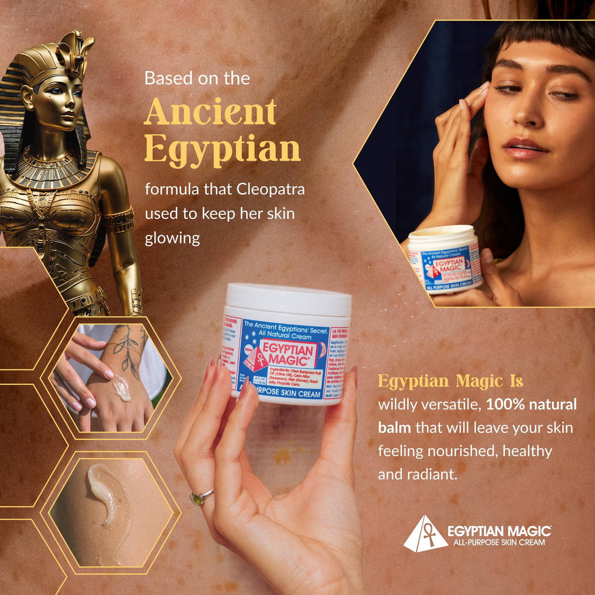 Egyptian Magic open jar texture melting on finger for deep moisturizing