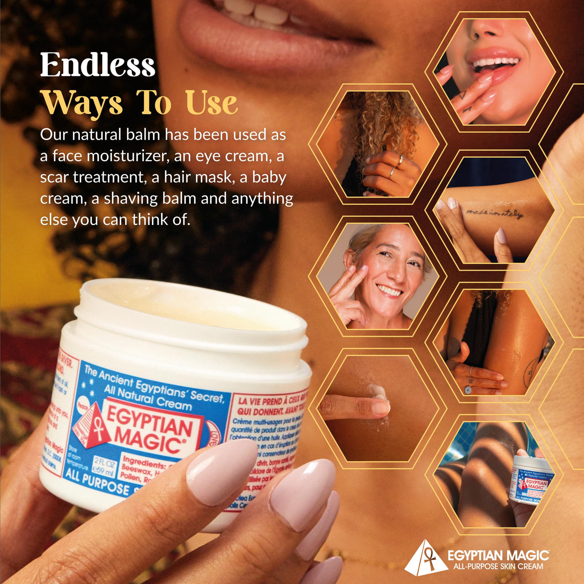 egyptian magic applied to fresh tattoo, supports moisturizing and gentle care