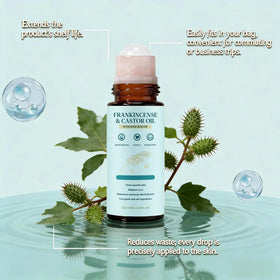 EHAUTO roll-on packed in a toiletry bag illustrating easy travel-ready skincare
