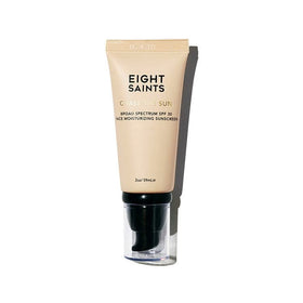 Eight Saints front tube showing product branding and size, easy travel sunscreen