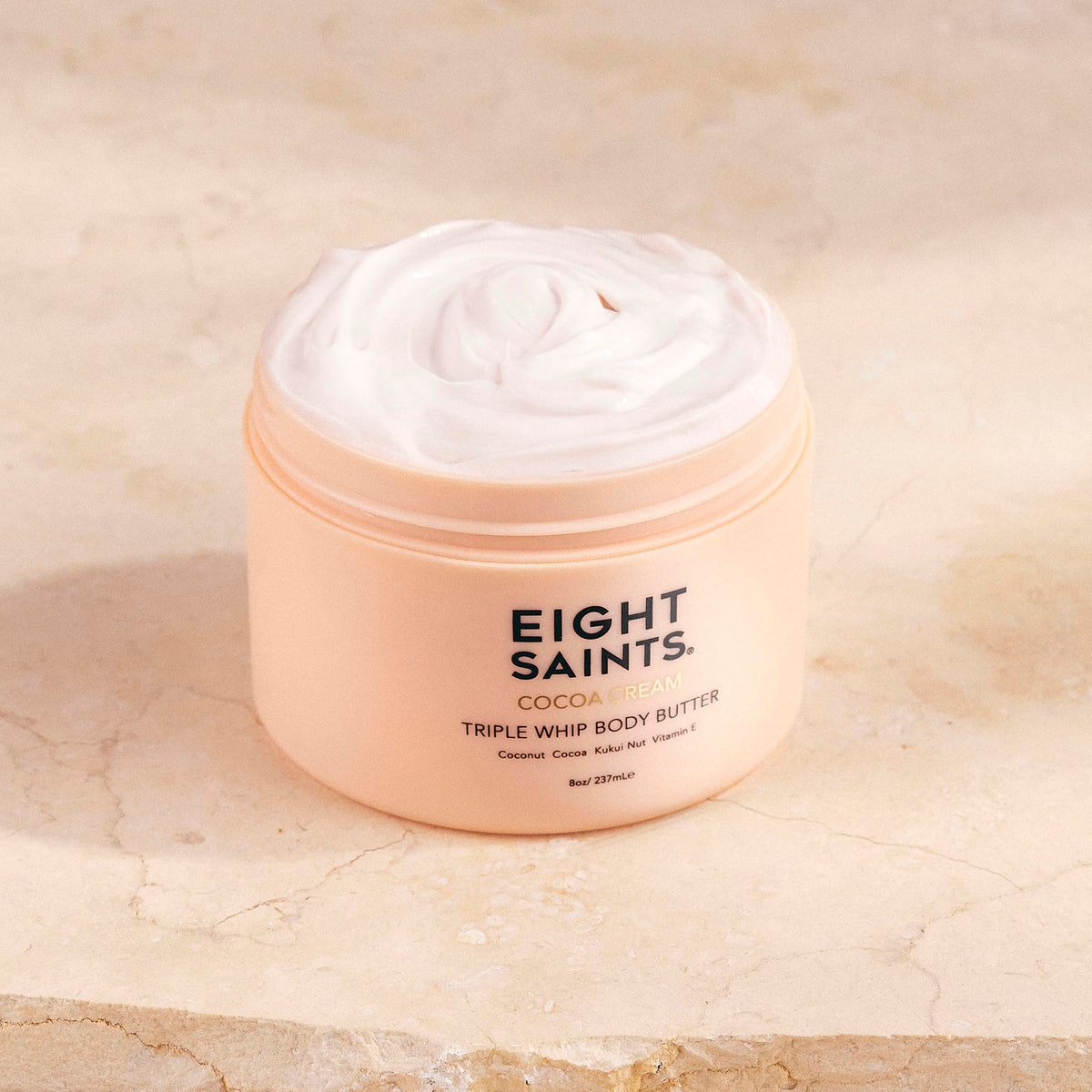 Eight Saints creamy cocoa texture close-up showing thick whipped butter