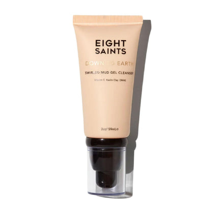 Eight Saints front packaging showing mud gel cleanser and label benefits