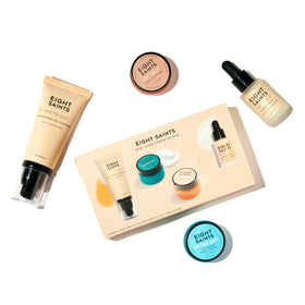 Eight Saints front packaging of the Most Loved Skincare Set showing all included products and benefits