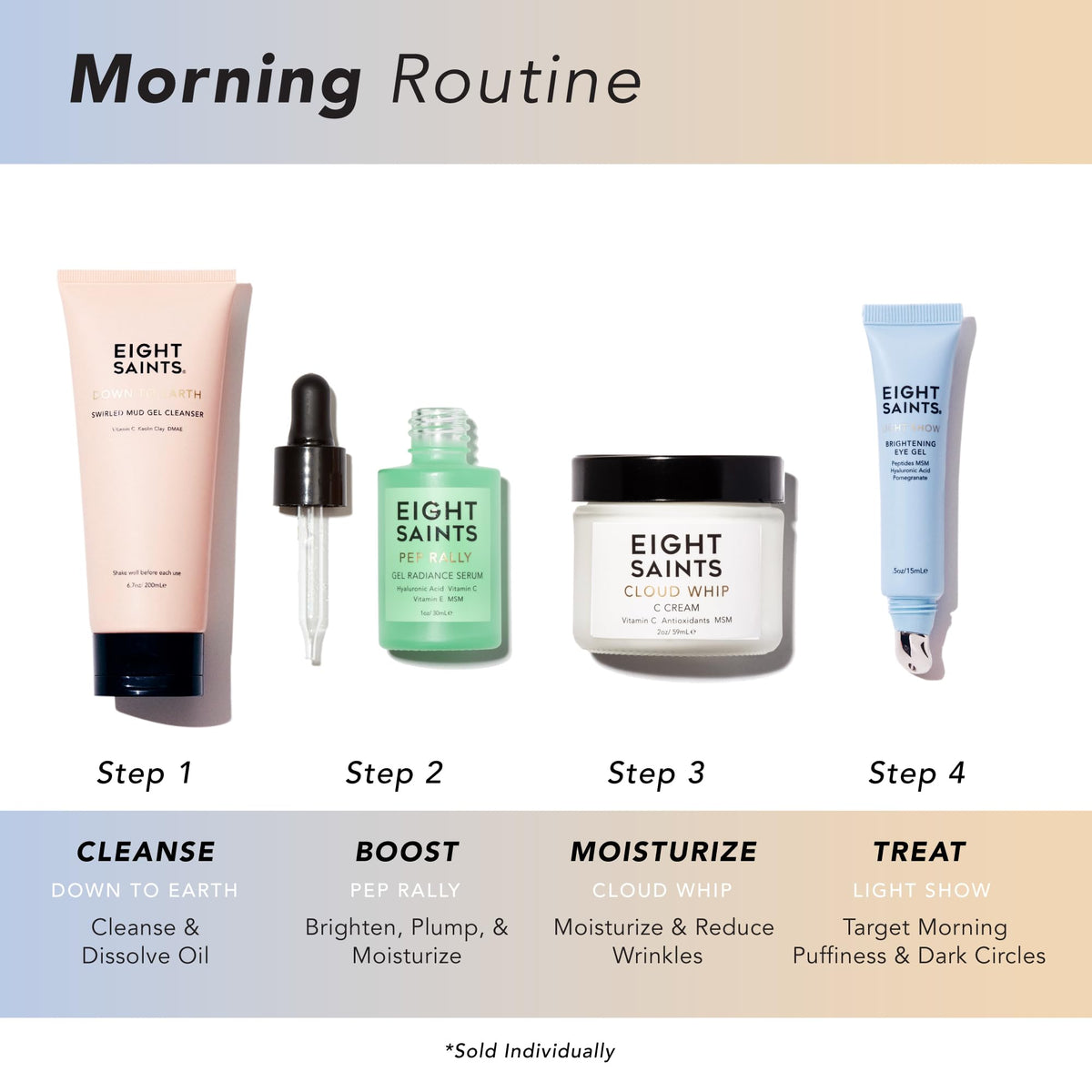 Eight Saints ingredient botanicals flatlay highlighting natural, effective components