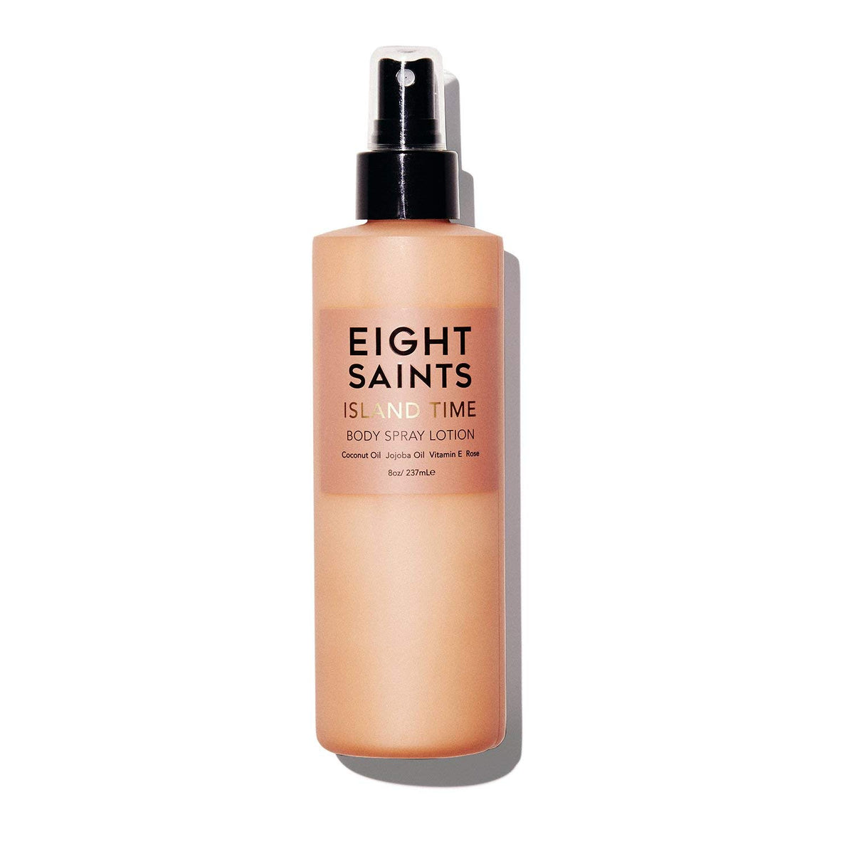Eight Saints bottle front packaging showing coconut scent and 8 oz size for quick identification