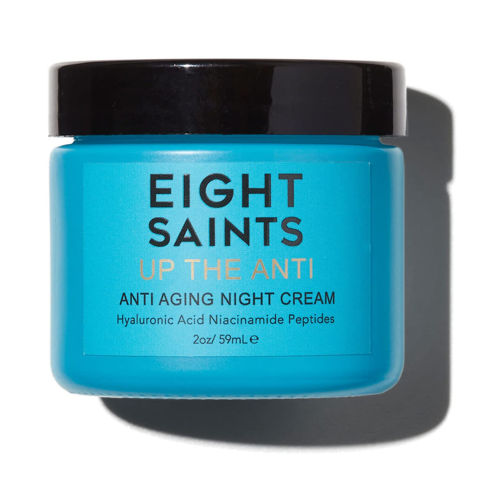 Eight Saints night cream jar front showing clean packaging and product benefits
