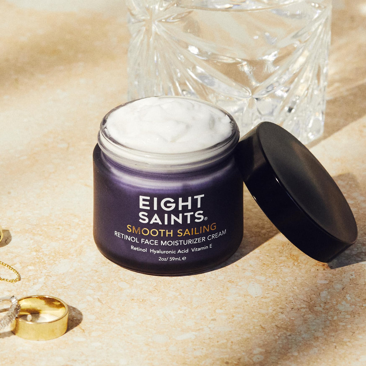 Eight Saints open cap and dispenser highlighting easy, mess-free application and dosing