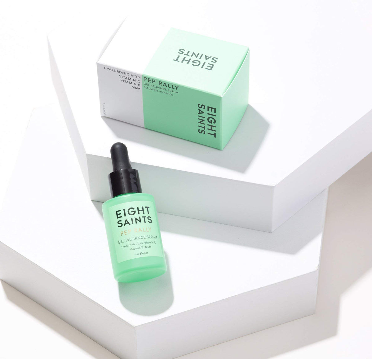 Eight Saints serum texture close-up demonstrating silky, non-greasy finish