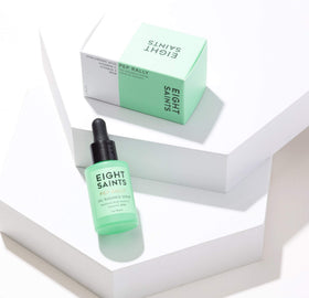 Eight Saints serum texture close-up demonstrating silky, non-greasy finish