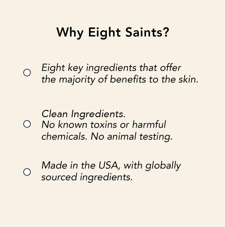 Eight Saints bottle next to everyday items for scale, highlighting true 6.7 oz size