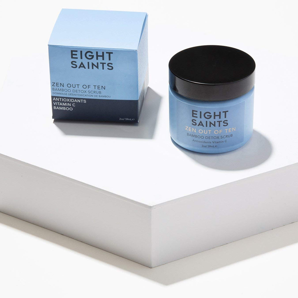 Eight Saints texture close-up highlighting bamboo fibers and seeds to show exfoliating action