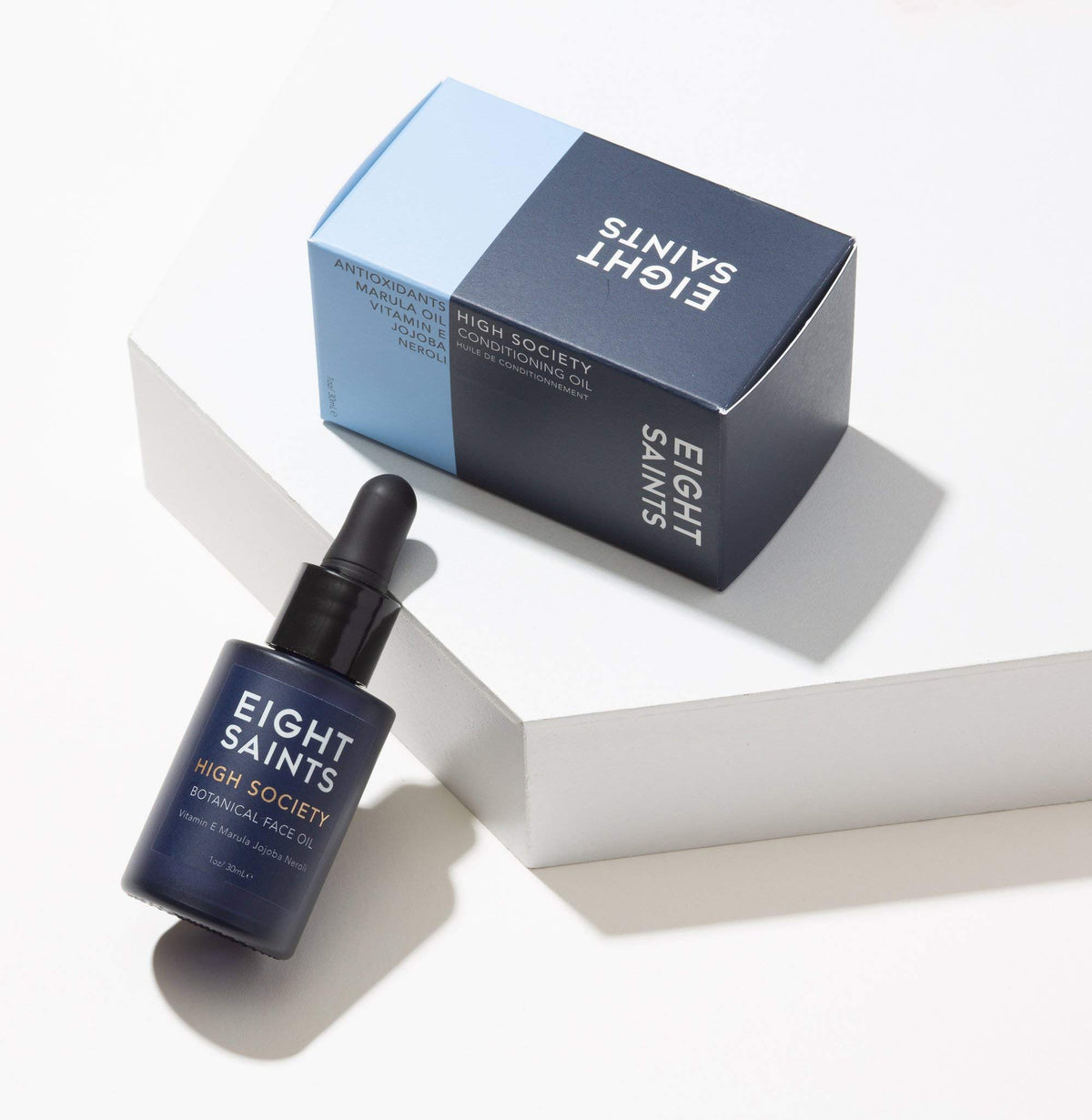 Eight Saints oil drop close-up showcasing silky texture and quick absorption benefit