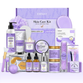 EIRNAY front packaging lavender spa set shows complete gift presentation and convenience