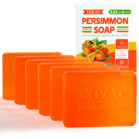 EKIVAO front packaging showing six wrapped persimmon soap bars for odor control