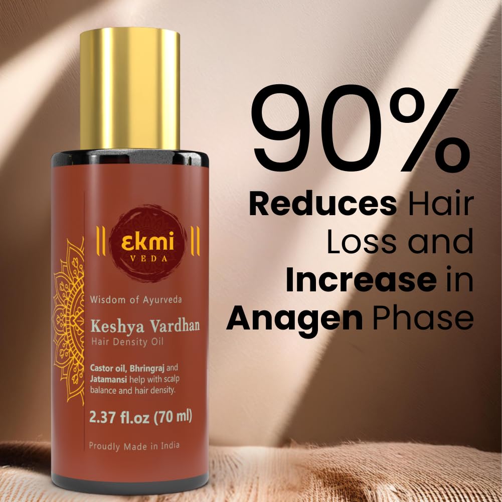 EKMIVEDA label close-up showing ingredients list and Ayurvedic branding benefit