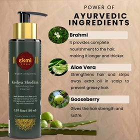 EKMIVEDA bottle paired with hair oil illustrating complementary routine benefits