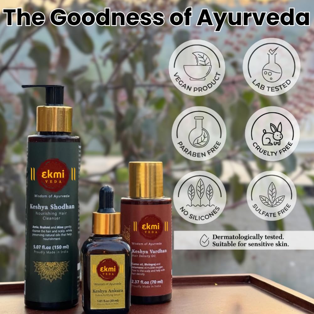 EKMIVEDA lifestyle bathroom scene with products used in a nightly routine