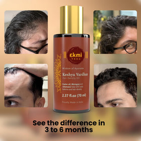 EKMIVEDA applied during scalp massage to boost circulation and absorption