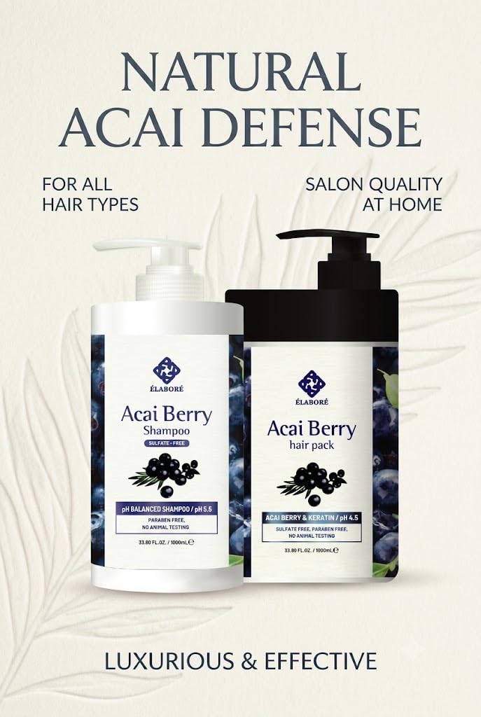 Elabore Acai hair pack jar top view highlighting rich formula and easy scoop for deep conditioning