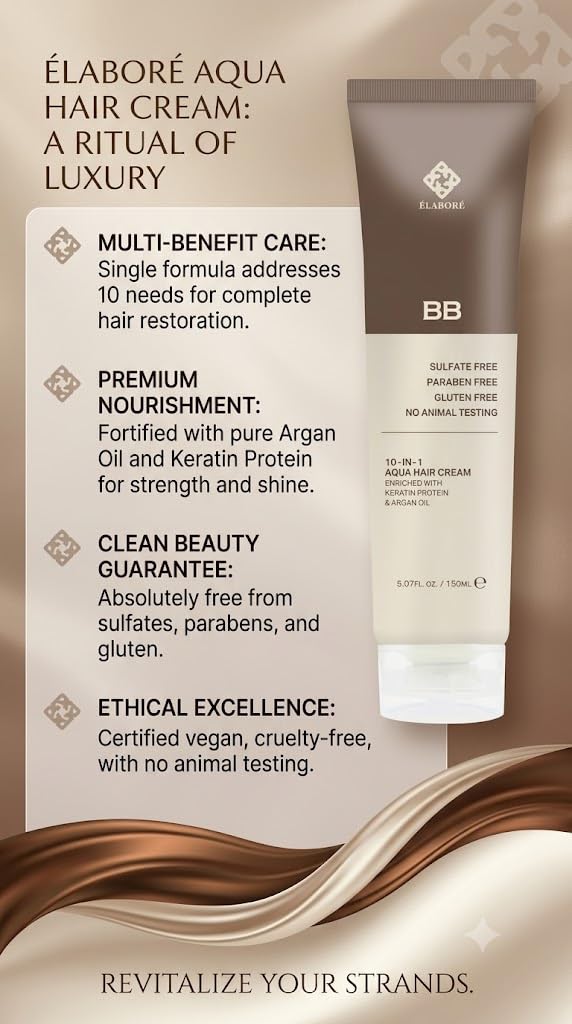 Elabore hair BB pump dispense detail demonstrating convenient dosing and mess-free application