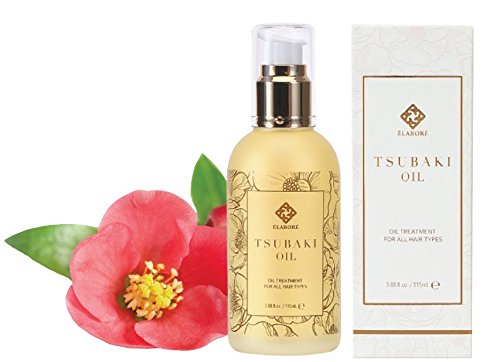Close-up pour of Elabore tsubaki oil texture, highlights lightweight absorbent finish
