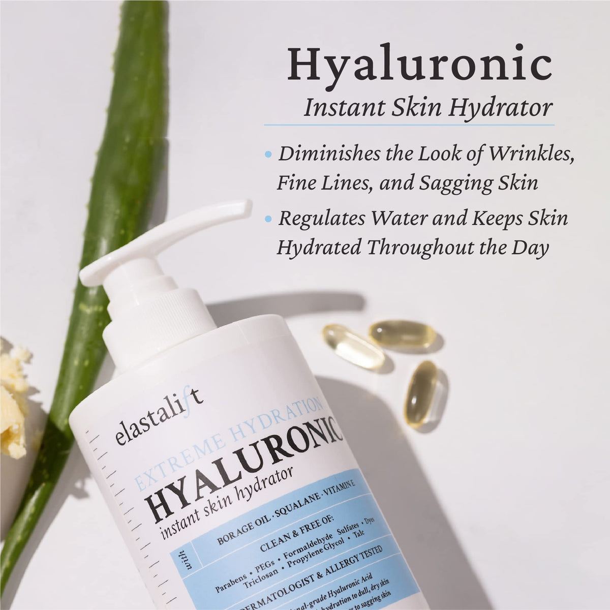 Elastalift cream texture swipe highlighting silky hyaluronic hydration and absorbency
