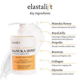 Elastalift cream texture close-up highlighting smooth, non-greasy hydration