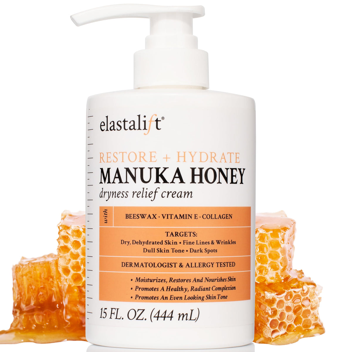 Elastalift jar front view showing packaging and hydrating benefit