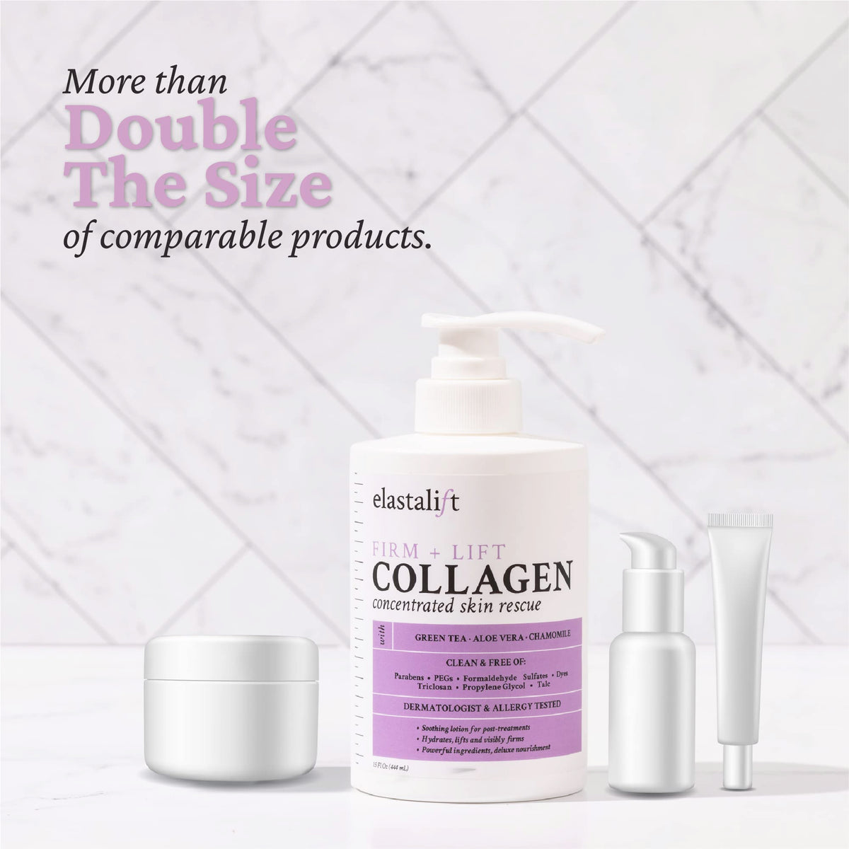 Elastalift size scale next to hand highlighting large spa-sized value