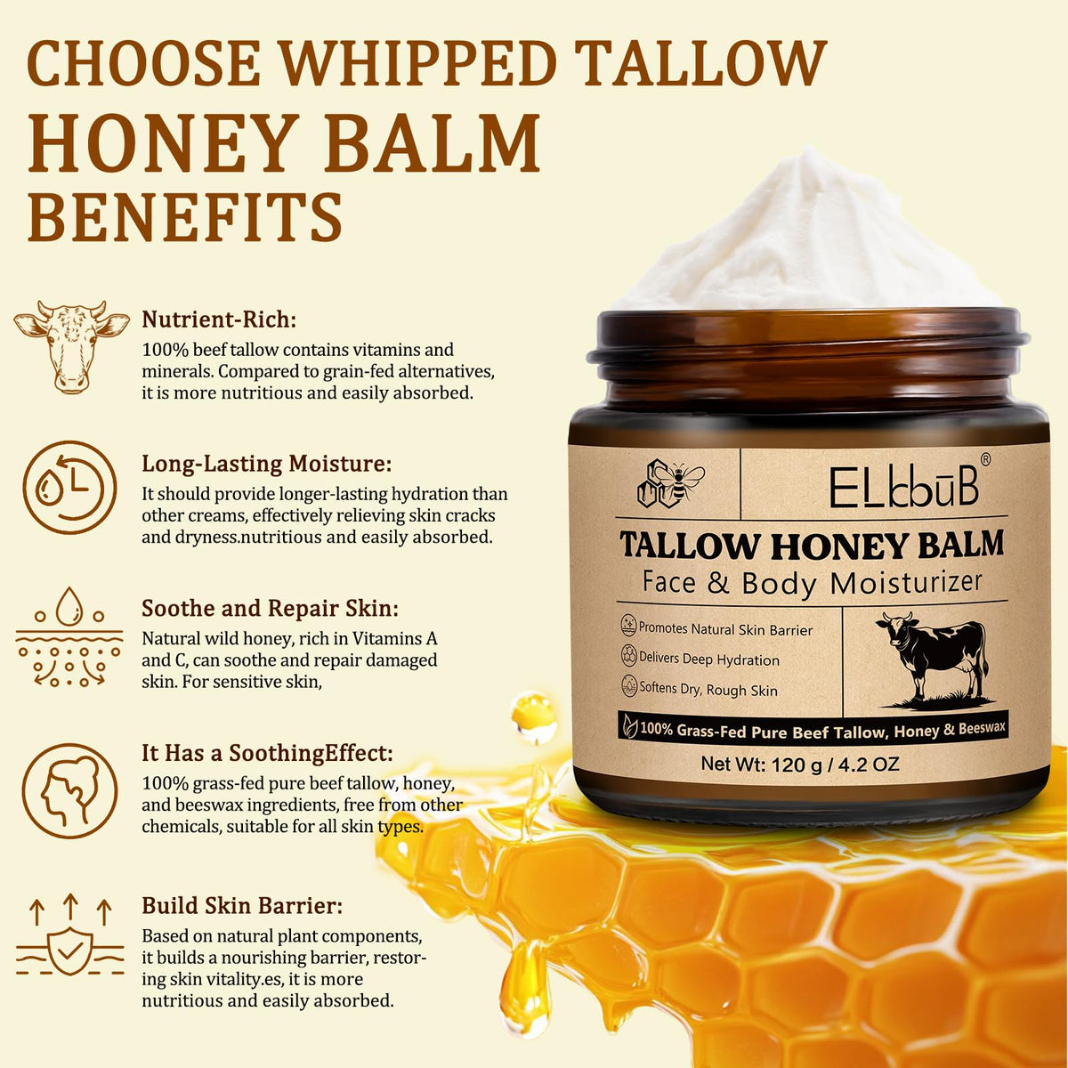 ELBBUB whipped tallow texture close up showing creamy absorbent consistency
