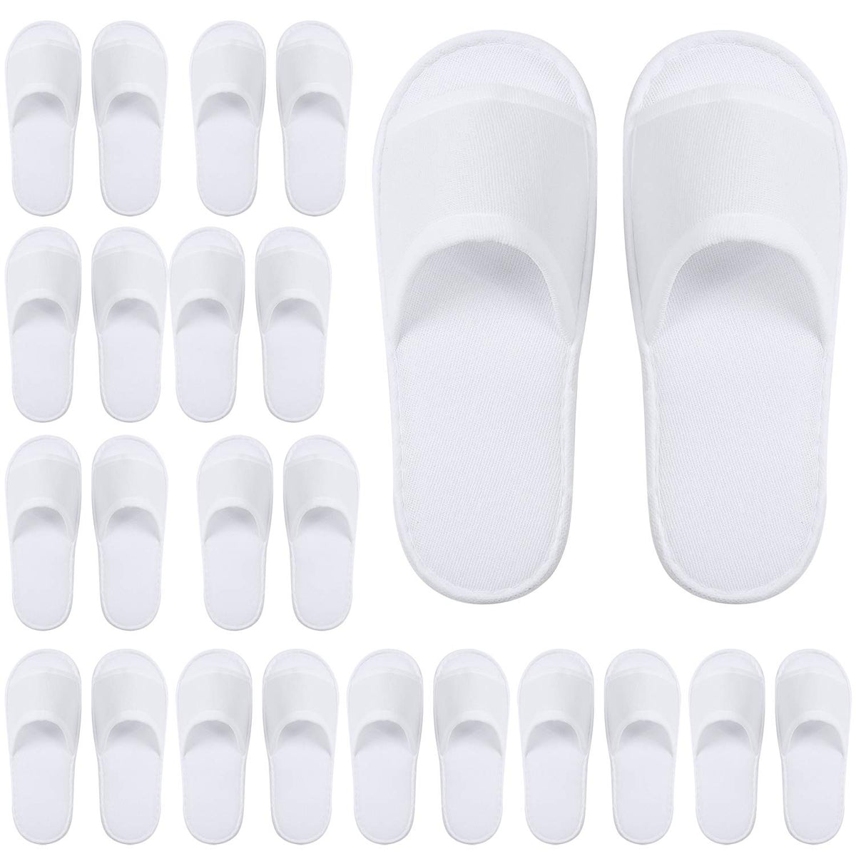 Elcoho front pack of white disposable spa slippers showing neat presentation and convenience