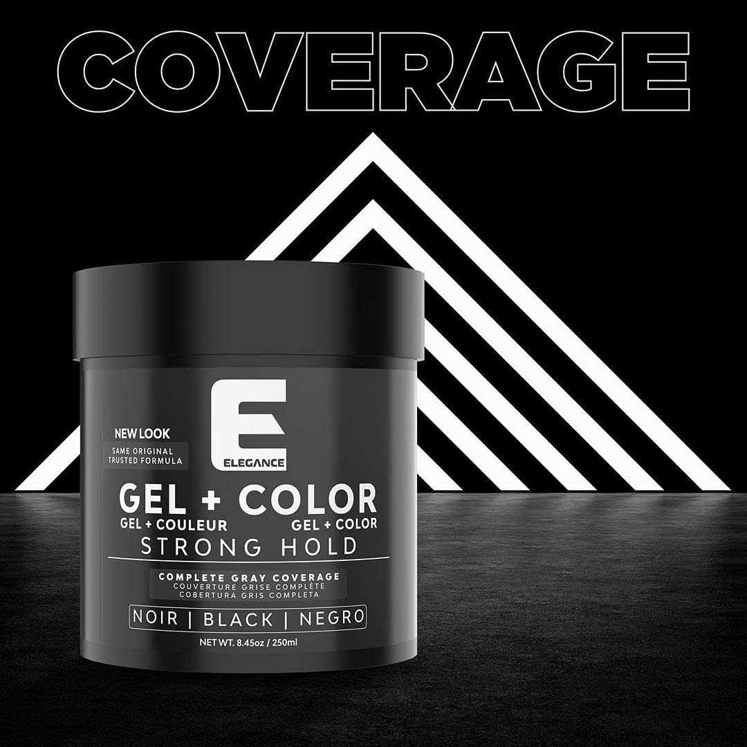 Elegance applied to hair demonstrating strong hold and natural-looking color